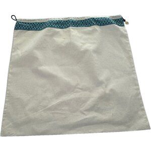 Tory Burch Large Drawstring Dust Bag 23”x21” Blue Logo Trim Gold Charm